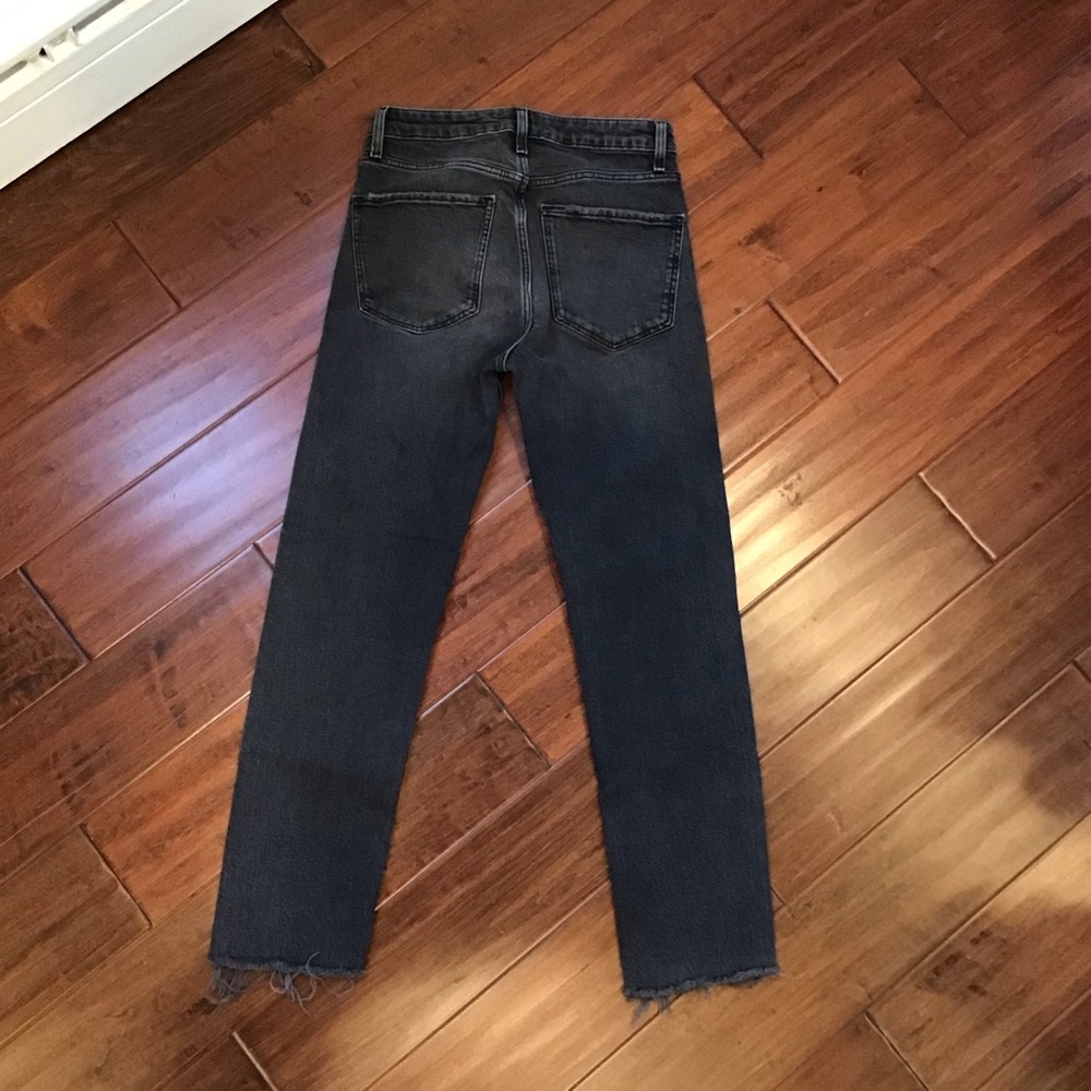 ZARA High Rise Straight Leg Jeans Faded Black Raw Hem - Size 4 / 26 - Picture 4 of 9